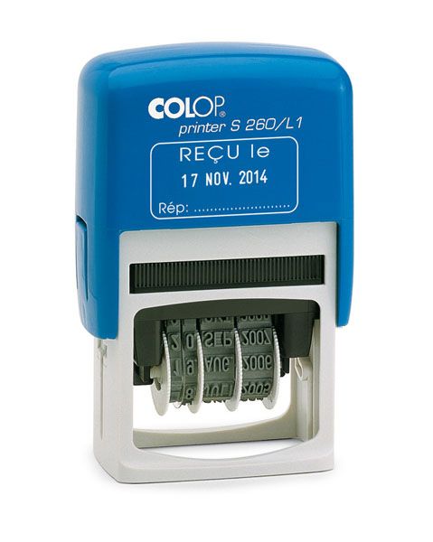 Tampon encreur personnalisé Colop Printer 15 - Bleu - 3 lignes - JPG